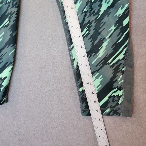 Womens L Nike Dri-Fit Legging 3/4 Crop Green Pattern - Picture 9 of 11